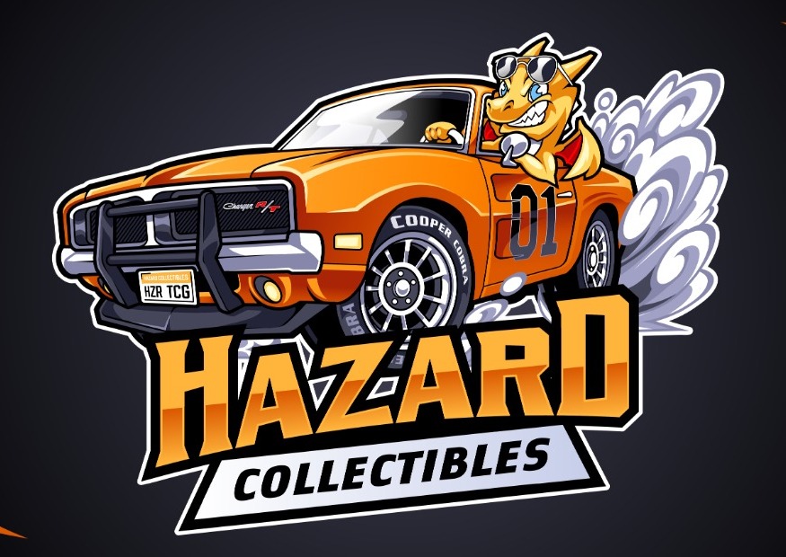 Logo Hazard Collectibles con auto arancione